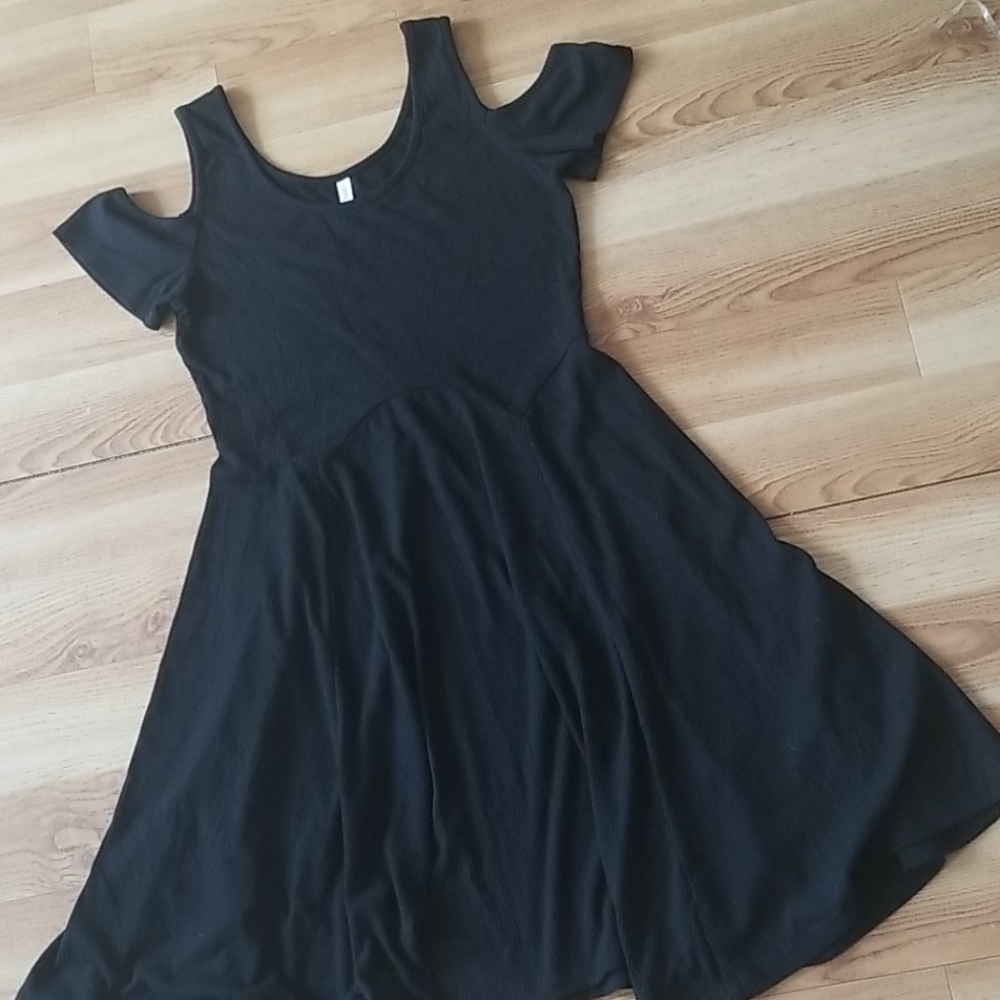 Black Cold Shoulder Skater Dress